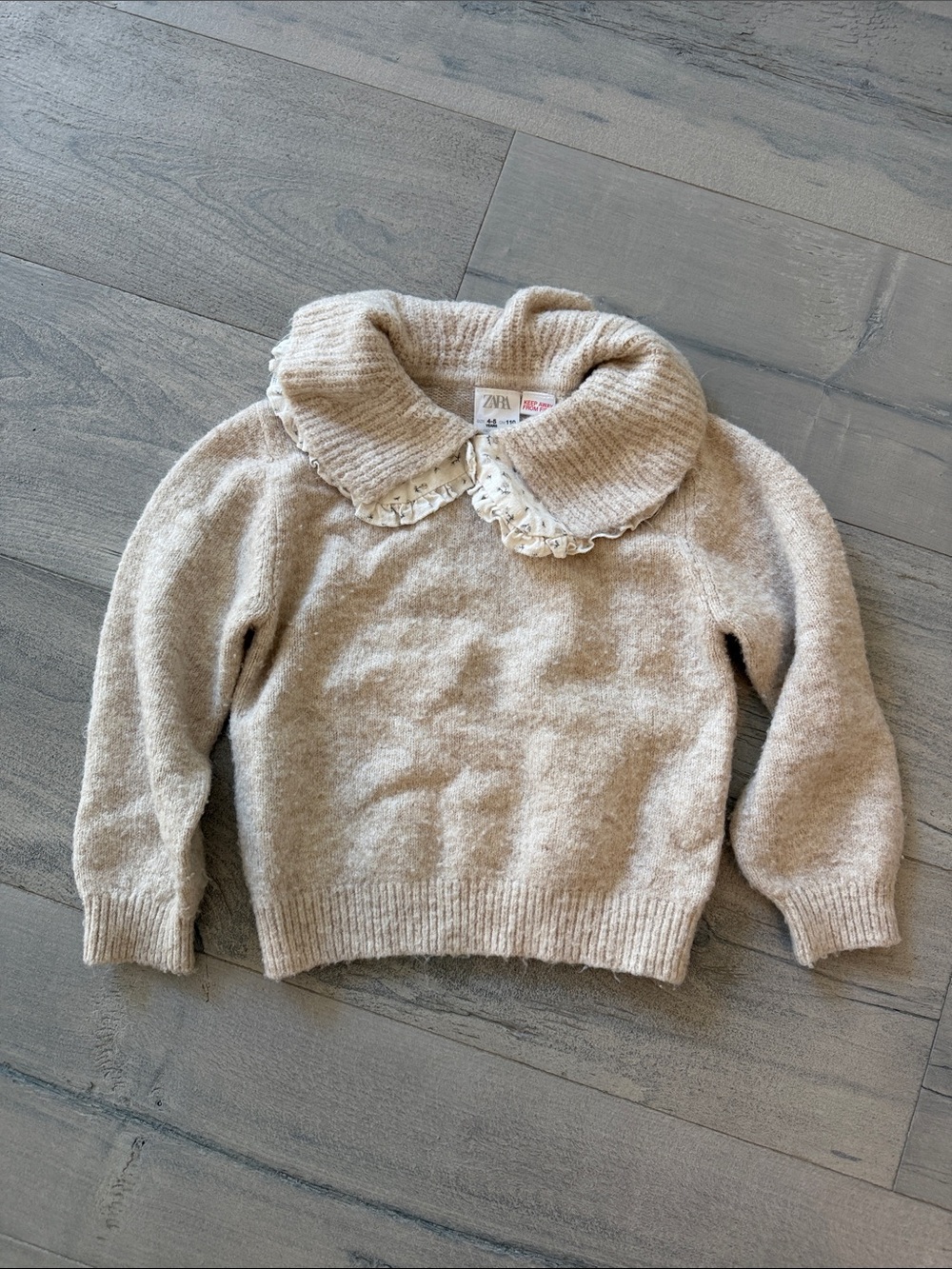Zara Cream Ruffle-Trim Cowl Neck Sweater